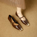 Women's Ballerina Flats with Strap and Block Heel