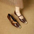 Women's Ballerina Flats with Strap and Block Heel