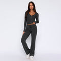 Women's Comfortable Button-Down Top and Loose Pants Set