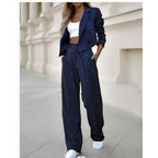 Women's Fashionable Plaid Blazer with Matching Soft Trousers