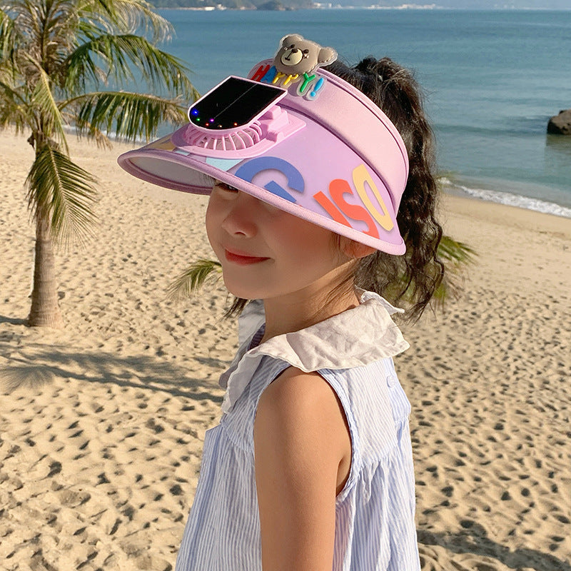 Adjustable Children's Sun Visor with Integrated Mini Fan