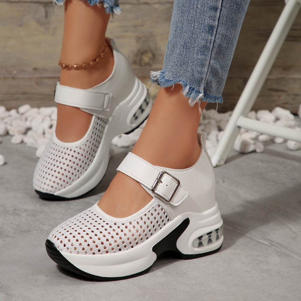 Women's Breathable Sneaker with Adjustable Strap and Cushioned Footbed