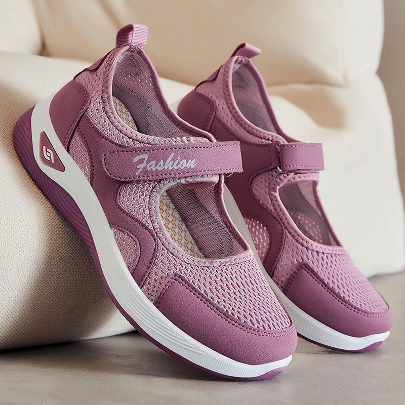 Women's Breathable Casual Shoes with Adjustable Hook-and-Loop Closure