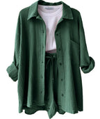 Women's Casual Short Oversized Shirt with Pockets
