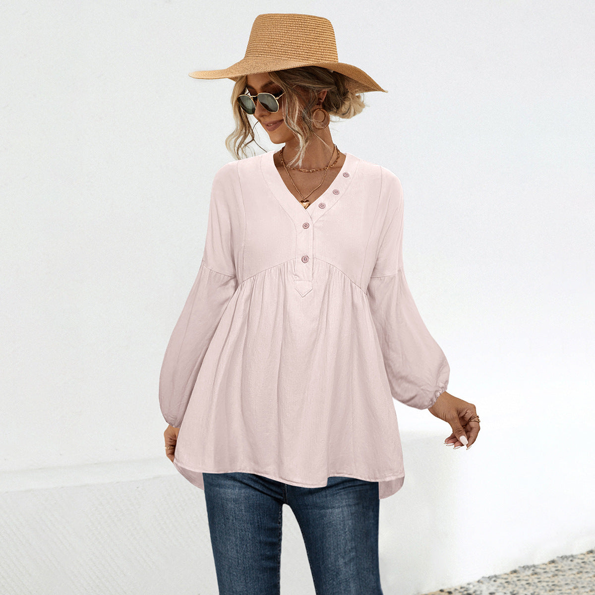 Women's Blouse Shirt with Casual Fit and Elegant Button Details