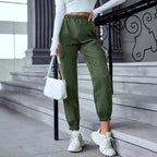 Women's Cargo Pants with Elastic Waist and Side Pockets