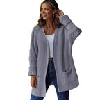 Women's Knit Cardigan with Large Pockets and Textured Design