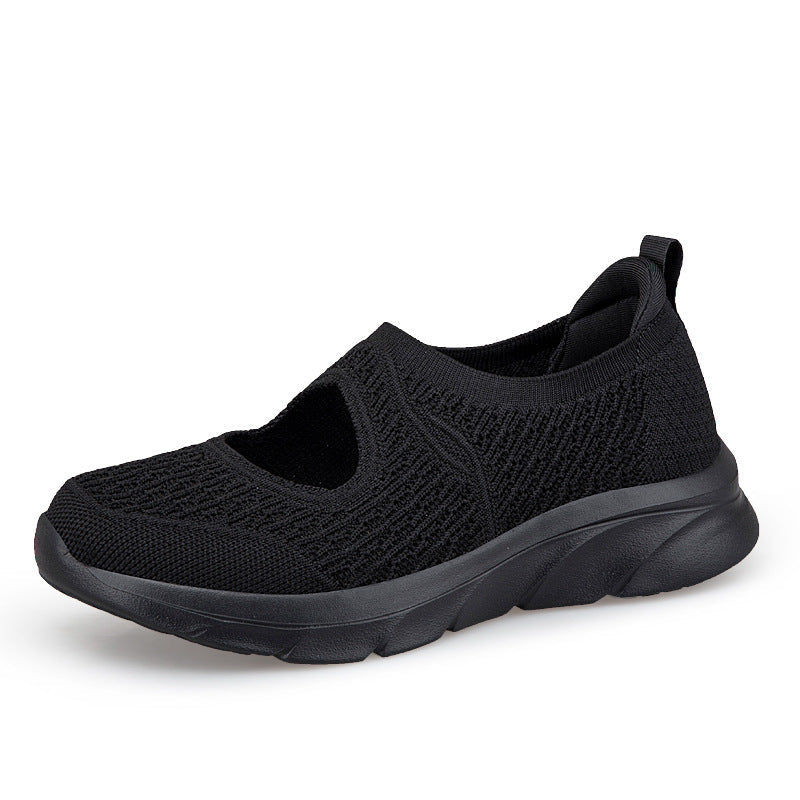 Breathable Women's Slip-On Sneakers with Elastic Upper and Cushioned Sole