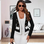 Elegant Double-Breasted Blazer with Contrast Details