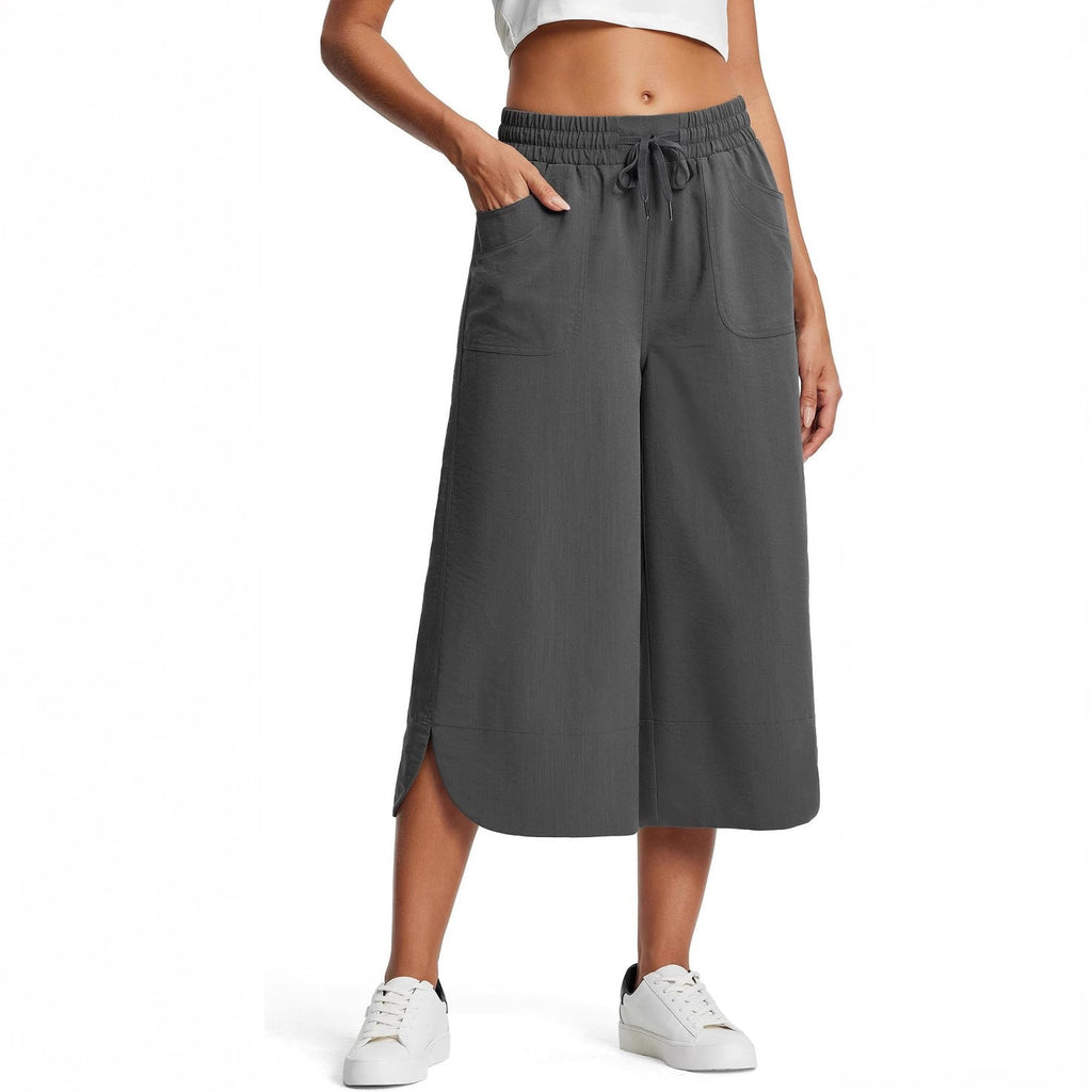 Women's Comfortable Culottes with Elastic Waist and Practical Pockets
