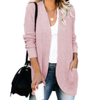Women's Casual Knit Coat with Pockets and Open Front