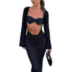 Elegant and Airy Beach Robe with Deep V-Neck and Silky Finish