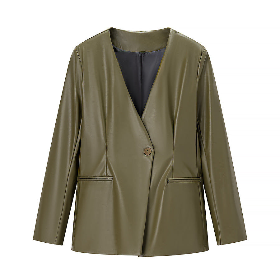 Elegant Faux Leather Jacket