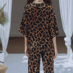 Women's Wide-Leg Jumpsuit with Giraffe Print