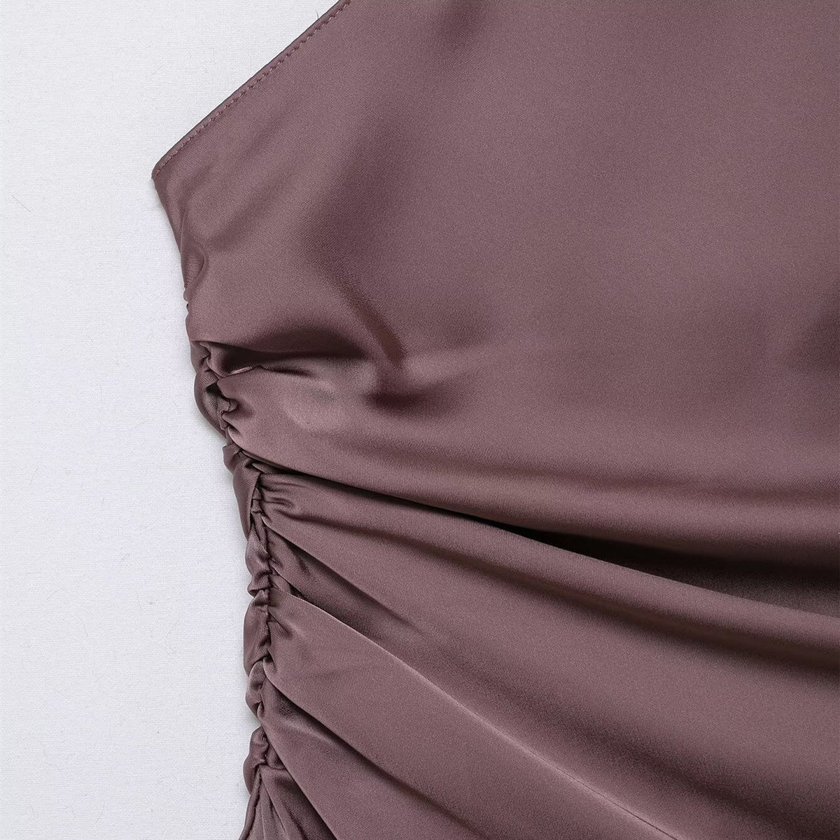 Women's Asymmetrical Top with Neck Tie and Ruching