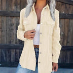 Women's Casual Textured Shirt Jacket with Pockets