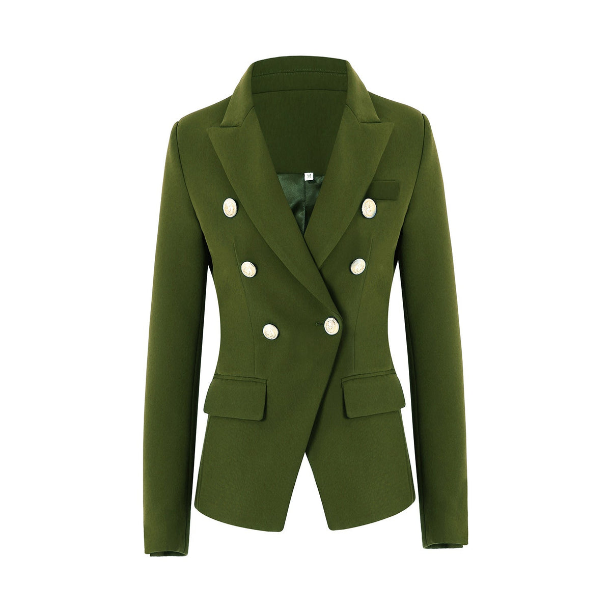 Women's Elegant Double-Breasted Blazer Jacket with Gold Buttons