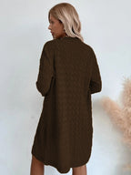 Women's Large Knit Coat with Textured Pattern and Casual Cut