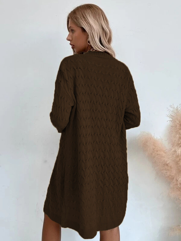 Women's Large Knit Coat with Textured Pattern and Casual Cut