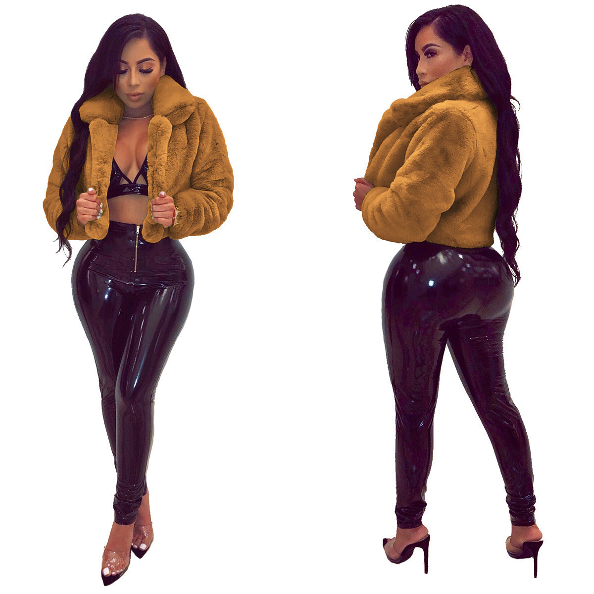 Elegant and Fashionable Faux Fur Short Jacket