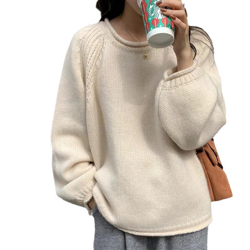 Women's Cozy Oversized Pullover in High-Quality Cotton with Ribbed Details