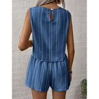 Women's Casual Set with Sleeveless Top and Shorts