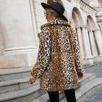 Women's Elegant Leopard Print Faux Fur Jacket