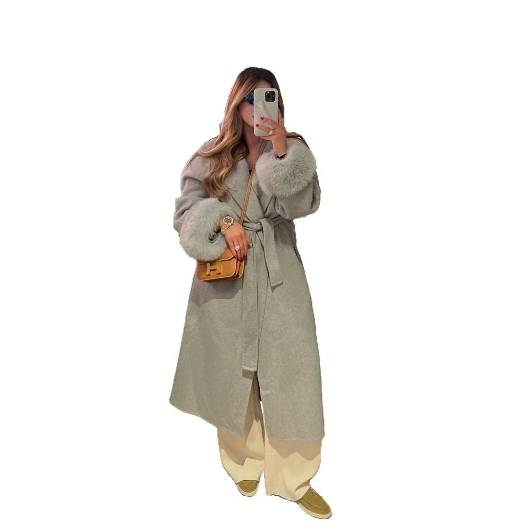 Elegant Long Jacket with Detachable Sleeves