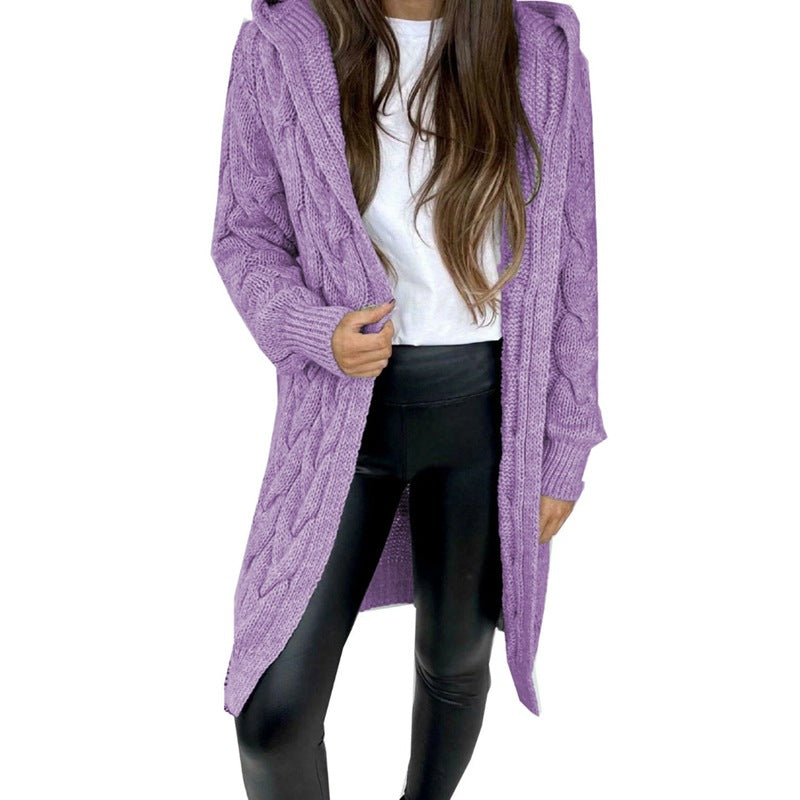 Women's Long Cable Knit Coat
