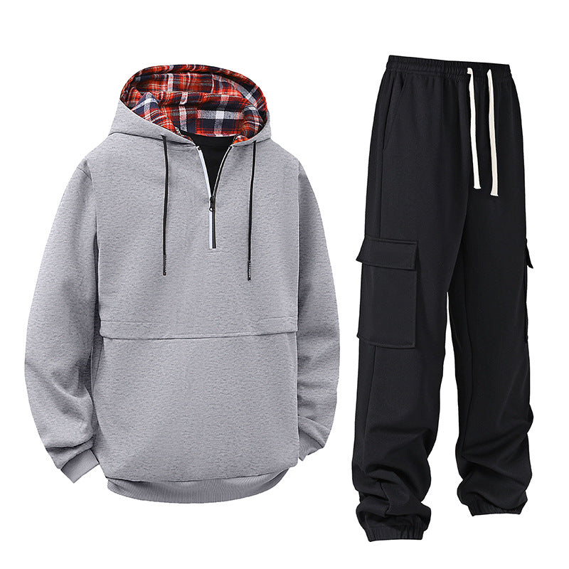 Women's Casual Hoodie with Snap Button and Cargo Pants