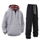 Women's Casual Hoodie with Snap Button and Cargo Pants