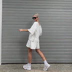 Women's Casual Lounge Set with Oversized Top and Shorts