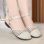 Women's Ballet Flats with Braided Pattern and Adjustable Strap