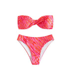 Women's Modern Leopard Print Bandeau Bikini