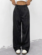 Women's Elegant Wide-Leg Striped Trousers