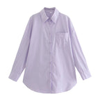 Women's Long-Sleeve Blouse with Elegant Cut and Cotton Fabric