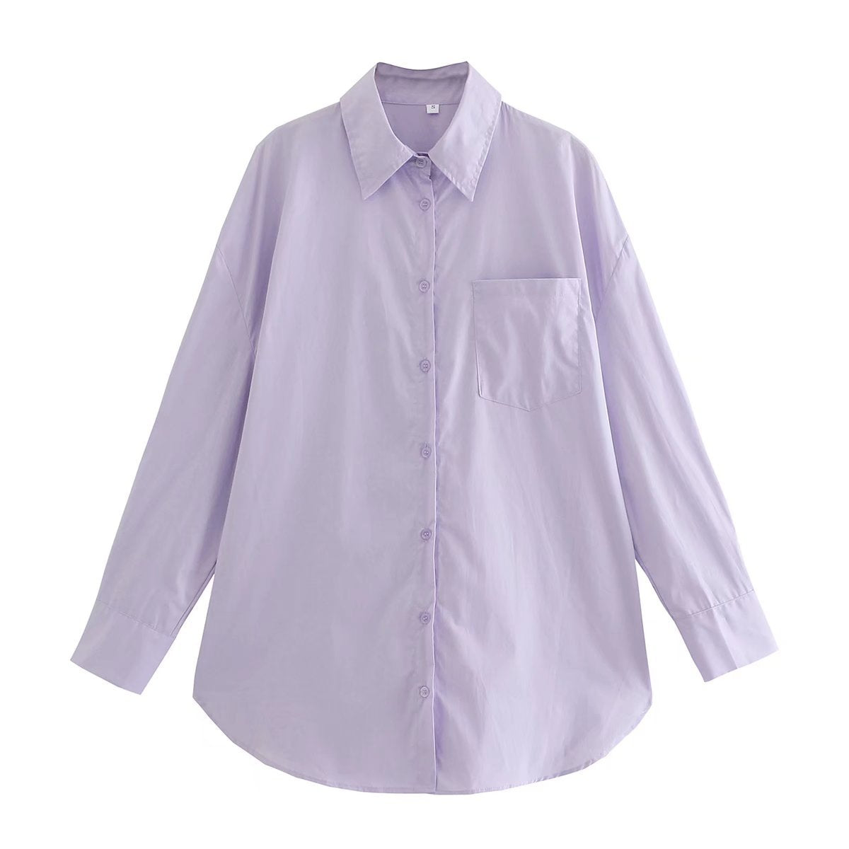 Women's Long-Sleeve Blouse with Elegant Cut and Cotton Fabric