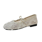 Women's Ballet Flats with Floral Lace Design