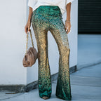 Women's Glittering Flare Pants with Sequin Pattern
