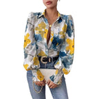 Women's Floral Print Blouse with Puff Sleeves