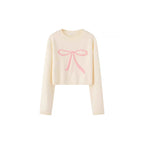 Women's Cropped Pullover with Playful Bow Motif