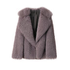 Women's Elegant Faux Fur Jacket with Soft Collar