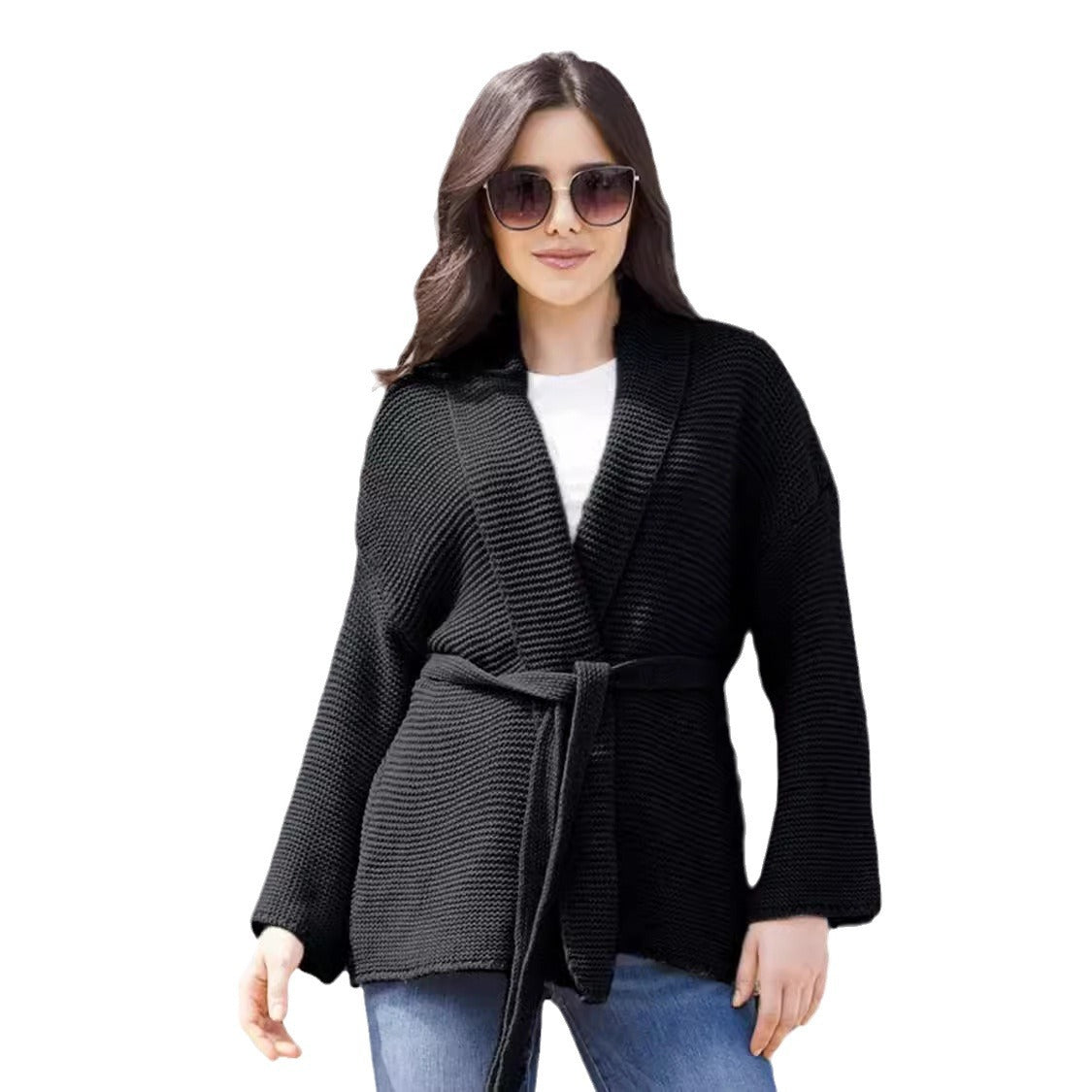Elegant Knit Cardigan with Belt