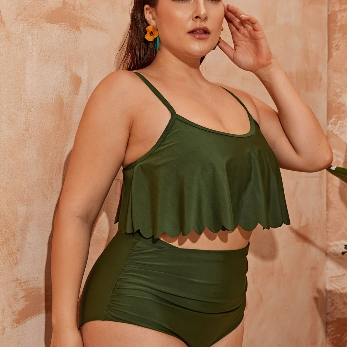 Women's Swim Short Set with Ruffle Detail