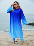 Long-Sleeve Gradient Beach Dress