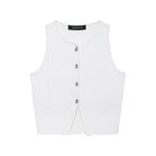 Women's Sleeveless Knit Top with Button Details