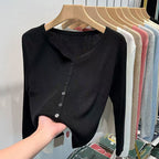 Women's Fitted Cardigan with Button Closure and Ribbed Texture