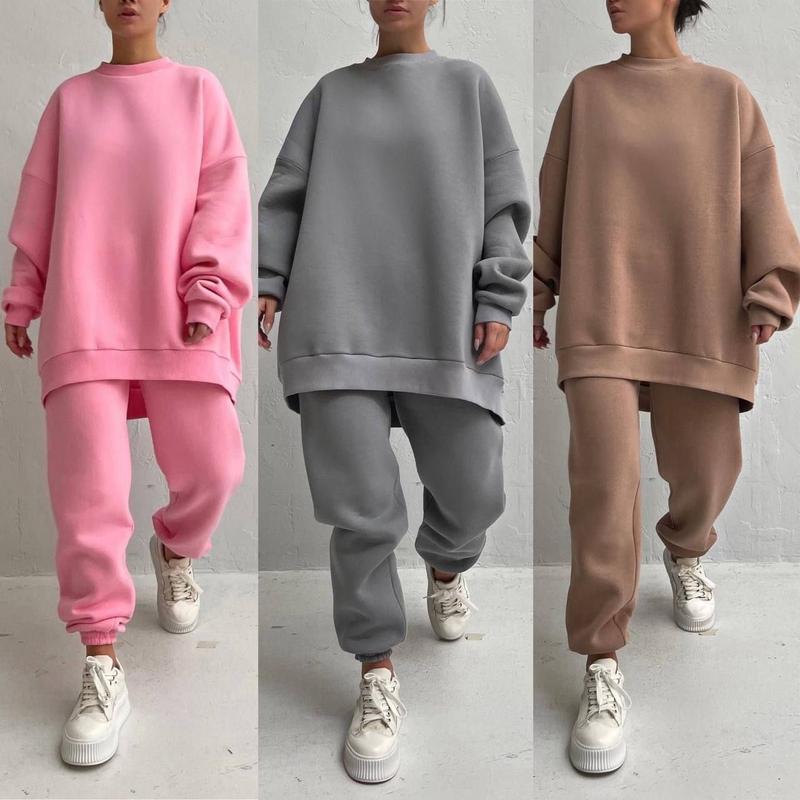 Women's Comfortable Oversized Loungewear Set with High Collar and Elastic Cuffs