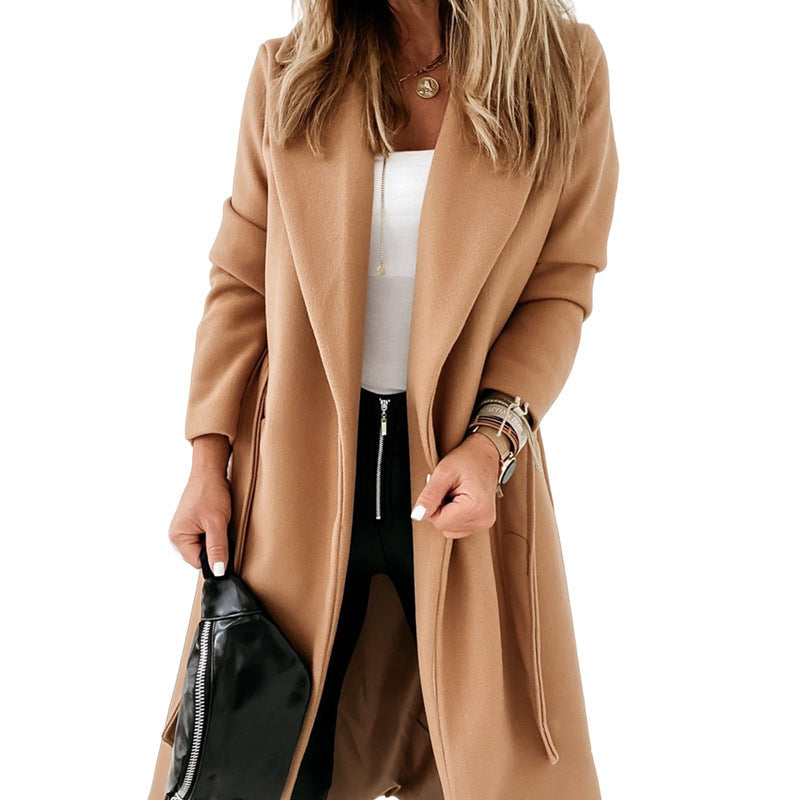 Women's Elegant and Cozy Coat with Belt and Pockets
