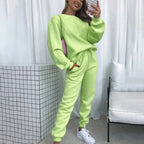 Women's Comfortable and Elegant Leisure Loungewear Suit with Drawstring and High Cuffs